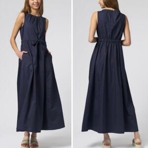 Xirena Rhiannon Tie Waist Poplin Sleeveless Dress Size XS Nautical Coastal